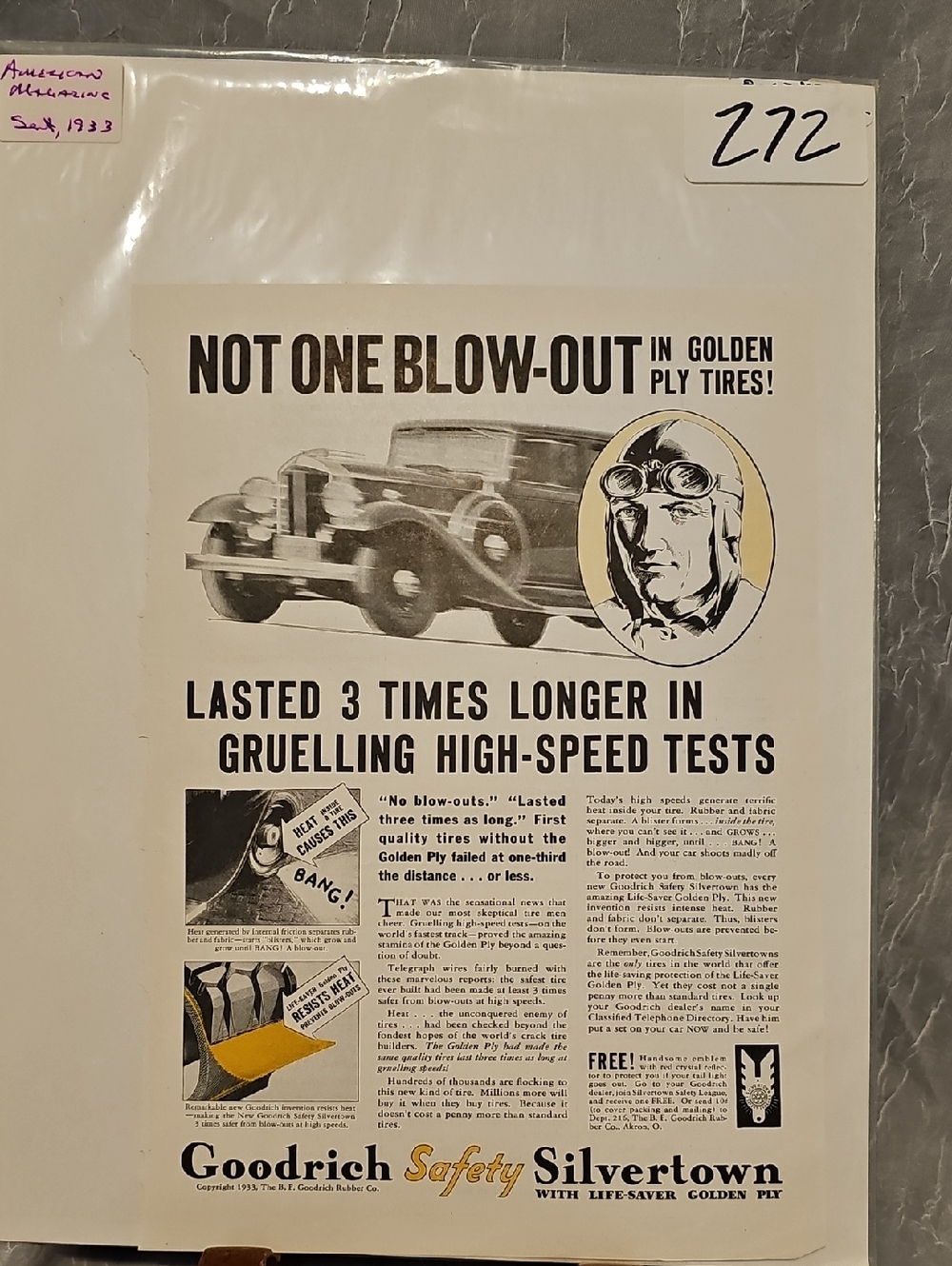 Vintage Goodrich Tire Advertisement - 1933